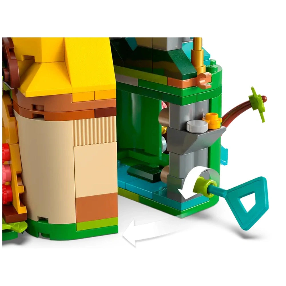 Colorful LEGO® Moana's Island Fun set features a double-sided model, showcasing vibrant bricks, a slide, and a shovel element.