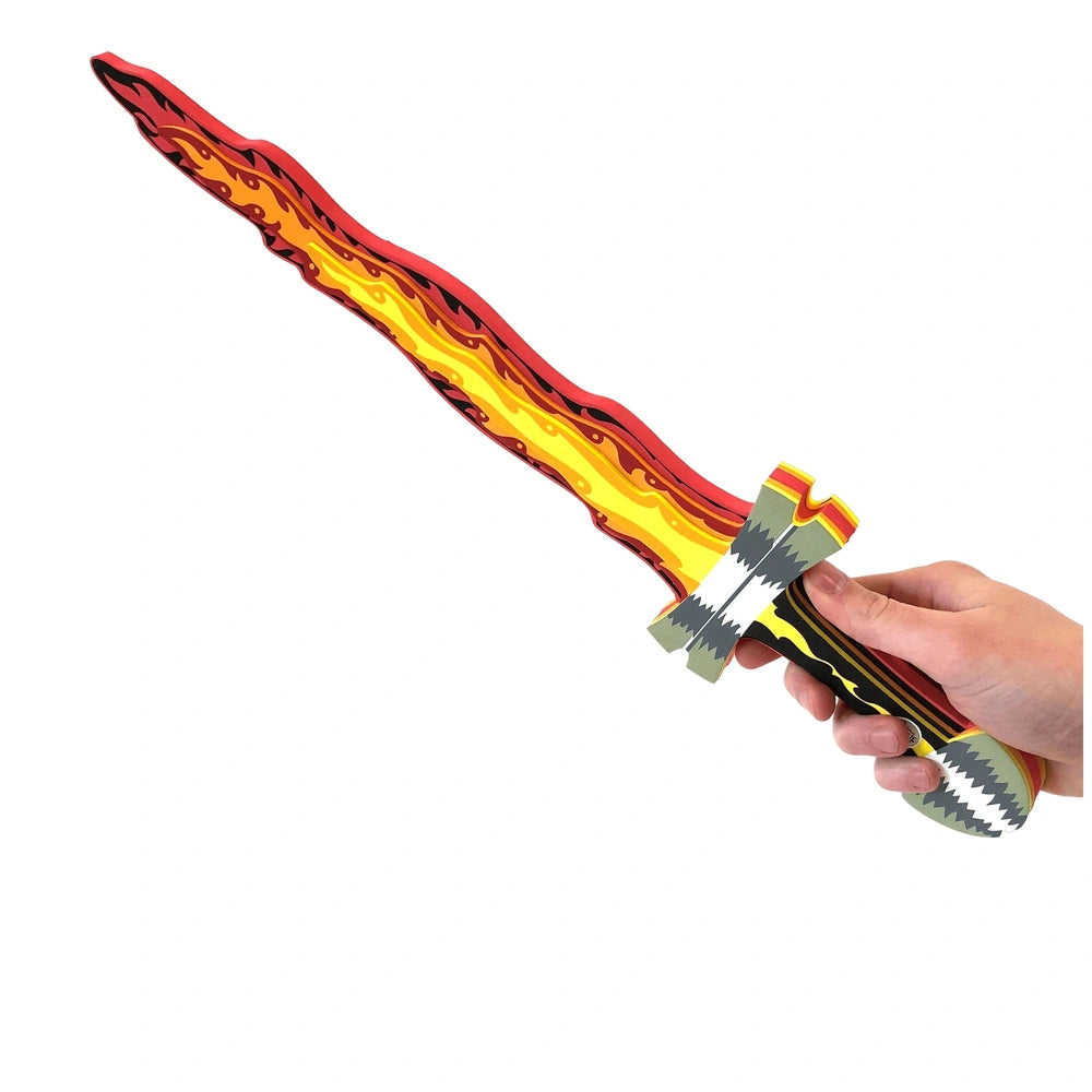 Liontouch Flame Sword with a glossy gradient blade in red, yellow, and orange, featuring a black handle with grip design.