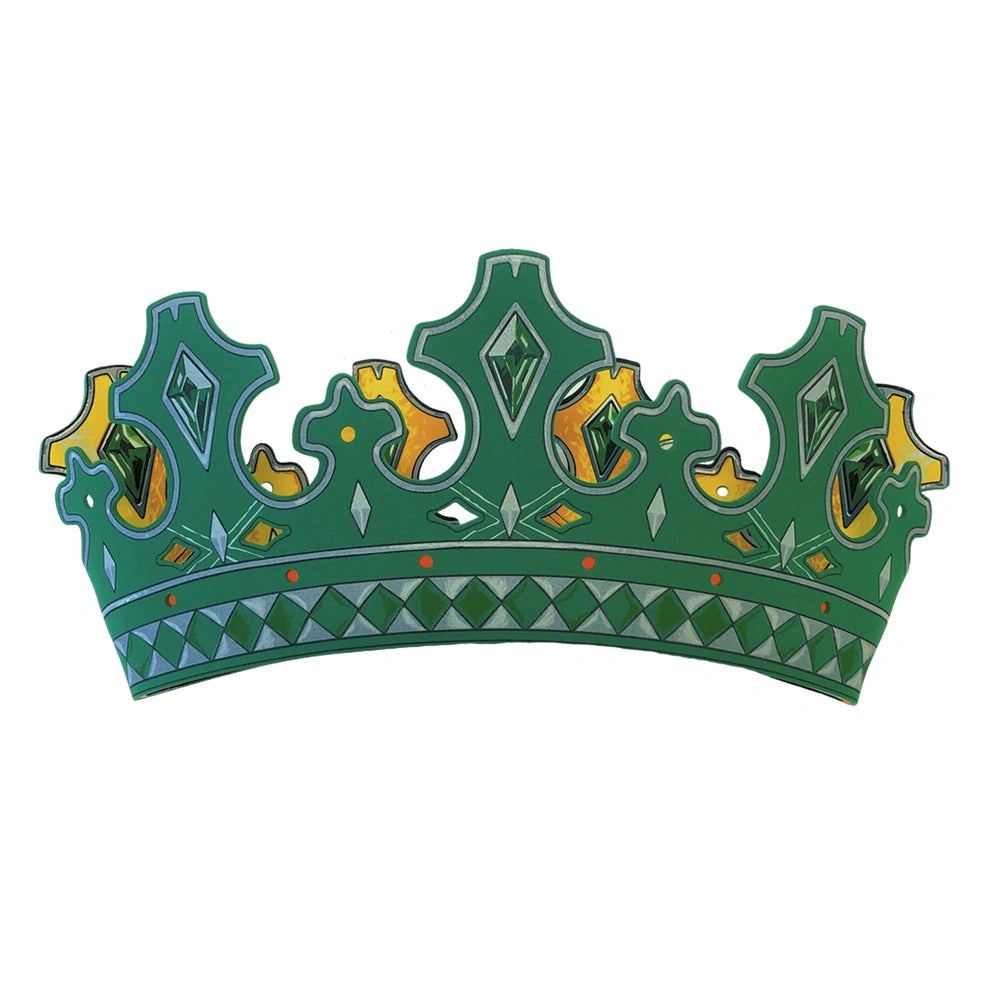 Kingmaker Crown in glossy green with yellow and orange accents, featuring a central white gemstone and diamond-patterned bord