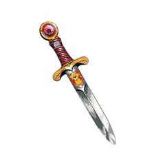 Mini Lion Sword in red and yellow with a metallic silver blade, set against a white background.