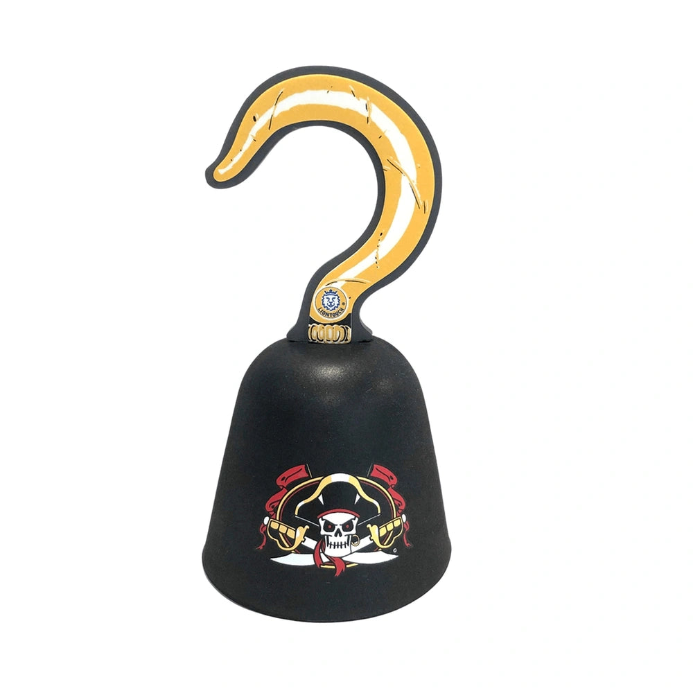 Liontouch Pirate Hook in black with yellow handle, featuring skull and crossbones, smooth plastic surface for role-playing.