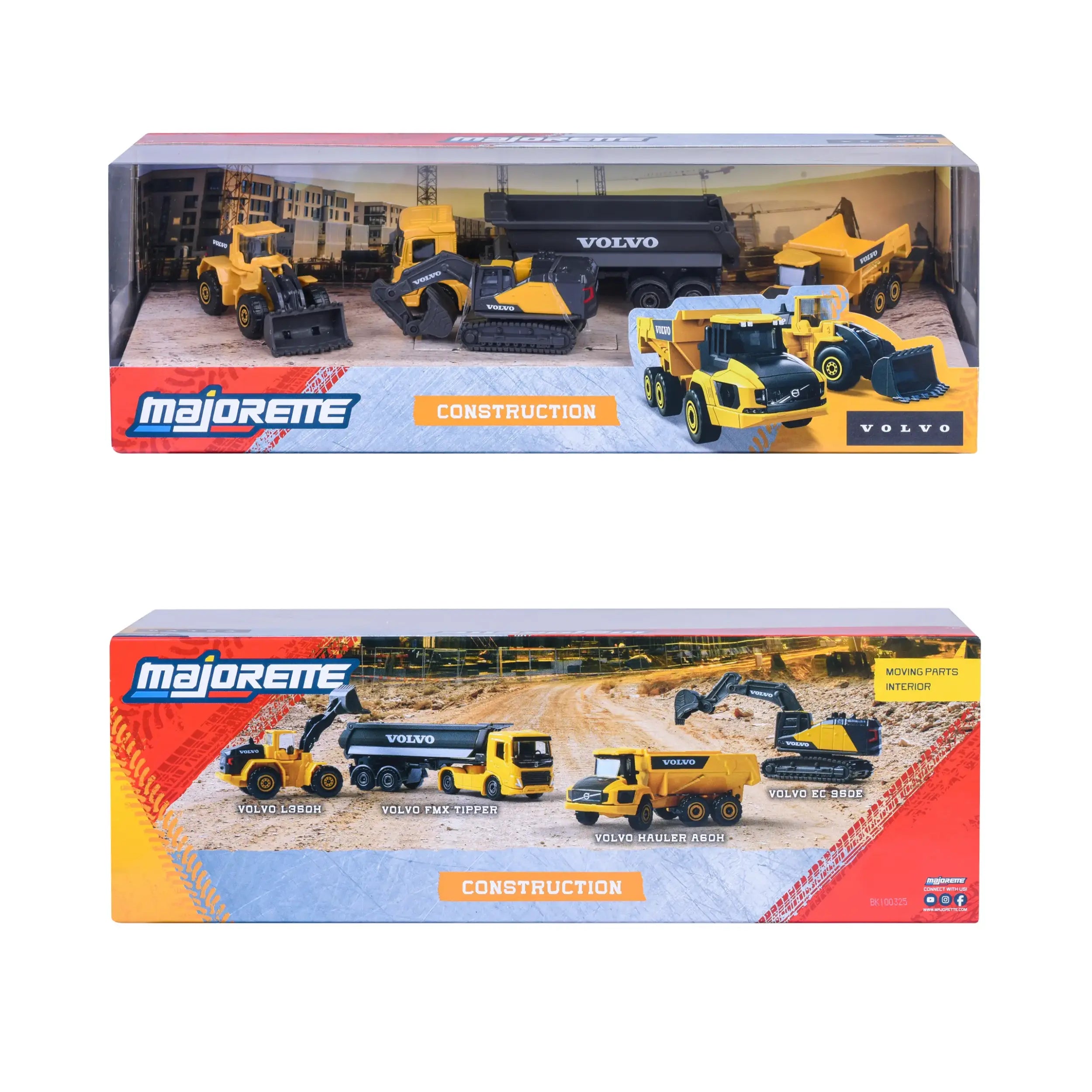 Majorette - Set de 4 Vehículos de Construcción Volvo - Juguetes para Jugar