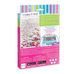 Block ‘N’ Rock Bracelets arts & crafts kit in glossy packaging with colorful beads, gradient background, and warning label.