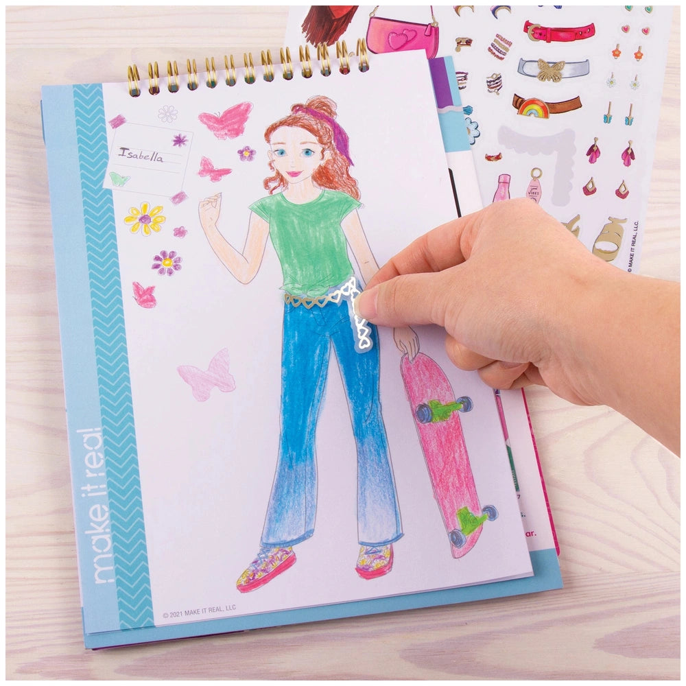 Fashion Design Sketchbook Blooming Vibes featuring a centered layout, ideal for arts and crafts enthusiasts.