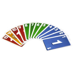 Skip-Bo Ultimate Sequencing Card Game featuring colorful numbered playing cards in red, orange, yellow, green, blue, and whit