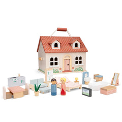 New Classic Toys - Foldable Doll House Including Furniture - Dolls, Playsets & Toy Figures