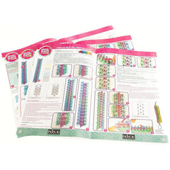 Creative Elasticolor jewelry kit packaging features colorful graphics, a color wheel, and instructions on glossy light blue c