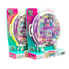 Creative Trolley Beauty & Nails Unicorn features a glossy packaging with colorful patterns and a rainbow-designed trolley wit