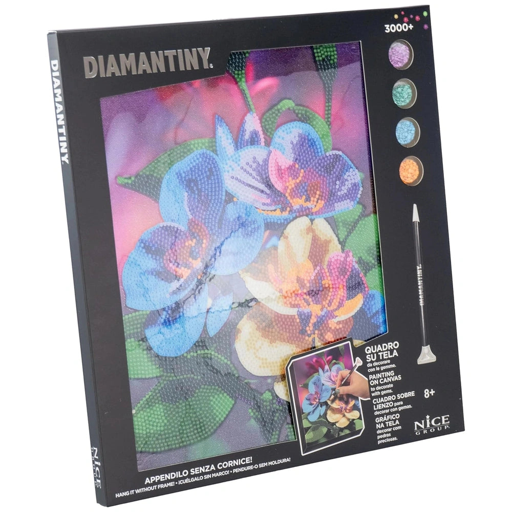 Nice - Diamantiny Artist Level Up Painting on Canvas in glossy cardboard packaging with a plastic window showcasing designs.
