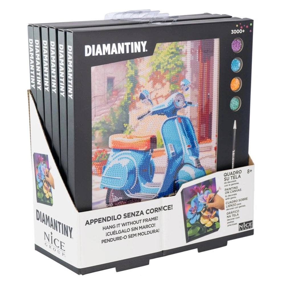 Diamantiny Artist Level Up painting kit on glossy cardboard packaging with transparent window and printed black text.