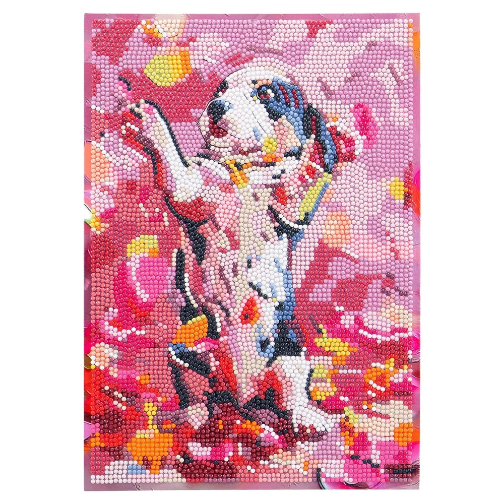 NICE Diamantiny Pets Coloring Arts Crafts packaging features a colorful dog figure surrounded by vibrant flowers and petals.