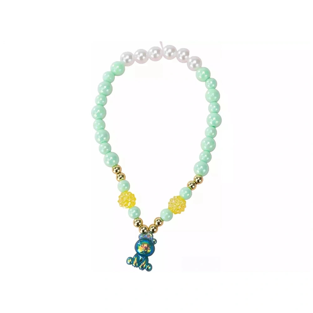 Nice Jewel Design 600 Precious Beads features smooth, translucent minty green and pale yellow round beads with a decorative g
