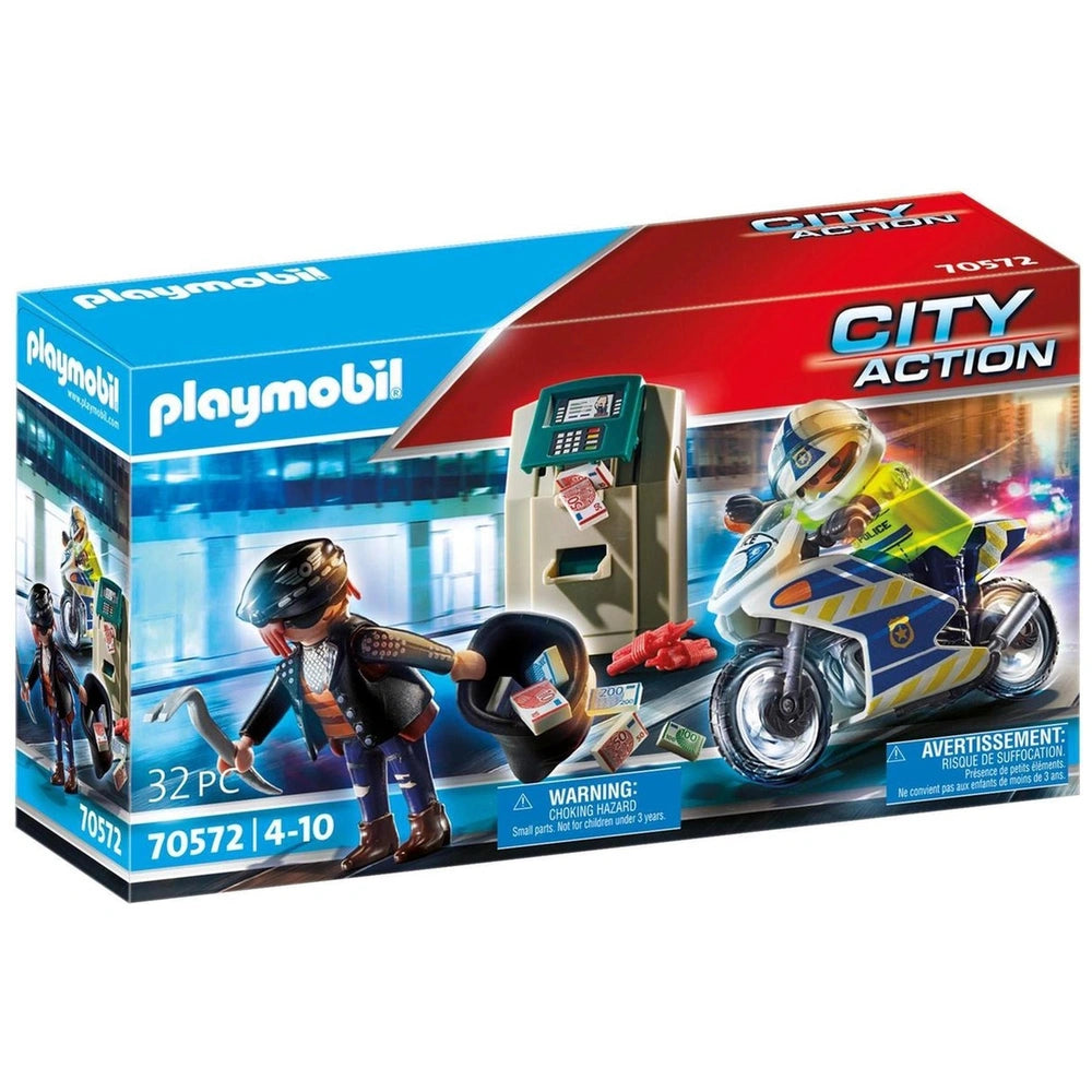 Playmobil City Action Persecución en Motocicleta de la Policía al Ladrón de Dinero - 70572