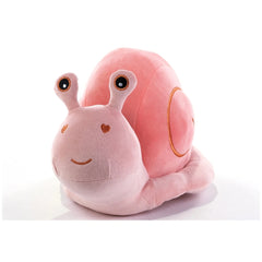 Plush & Co Sluggy pink snail plush toy with soft material, large black eyes, and brown heart marking, 25 cm long.