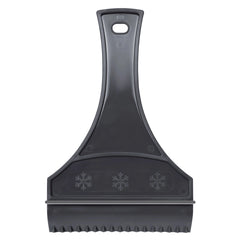 Gerda Ice Scraper in dark matte plastic with a handle and three snowflake symbols, designed for outdoor play equipment.