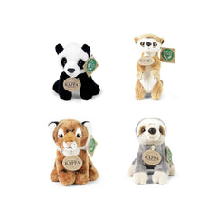 Rappa plush animals assortment features four soft, eco-friendly stuffed animals in various colors with tags displaying a gree