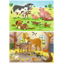 Ravensburger - Familias Animales Felices - 2x12 Piezas - Rompecabezas