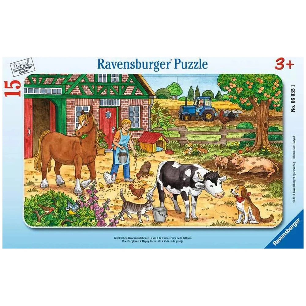 Ravensburger - Vida Feliz en la Granja - 15 Piezas - Rompecabezas