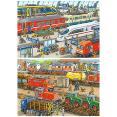Ravensburger - Hustle And Bustle At The Train Station - 2x24 Pieces - Puzzles