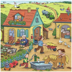 Ravensburger - Mucho Sucediendo en la Granja - 3x49 Piezas - Rompecabezas