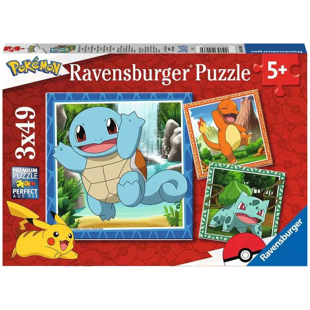 Ravensburger - Pokemon - Charmander Bulbasaur y Squirtle - 3x49 Piezas - Puzzles