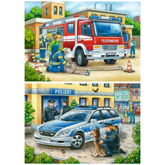 Ravensburger - Policía y Brigada de Bomberos - 2x12 Piezas - Puzzles