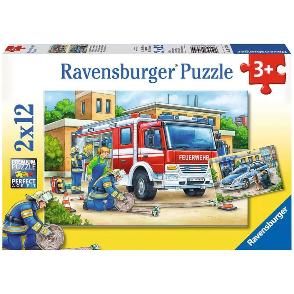 Ravensburger - Policía y Brigada de Bomberos - 2x12 Piezas - Puzzles