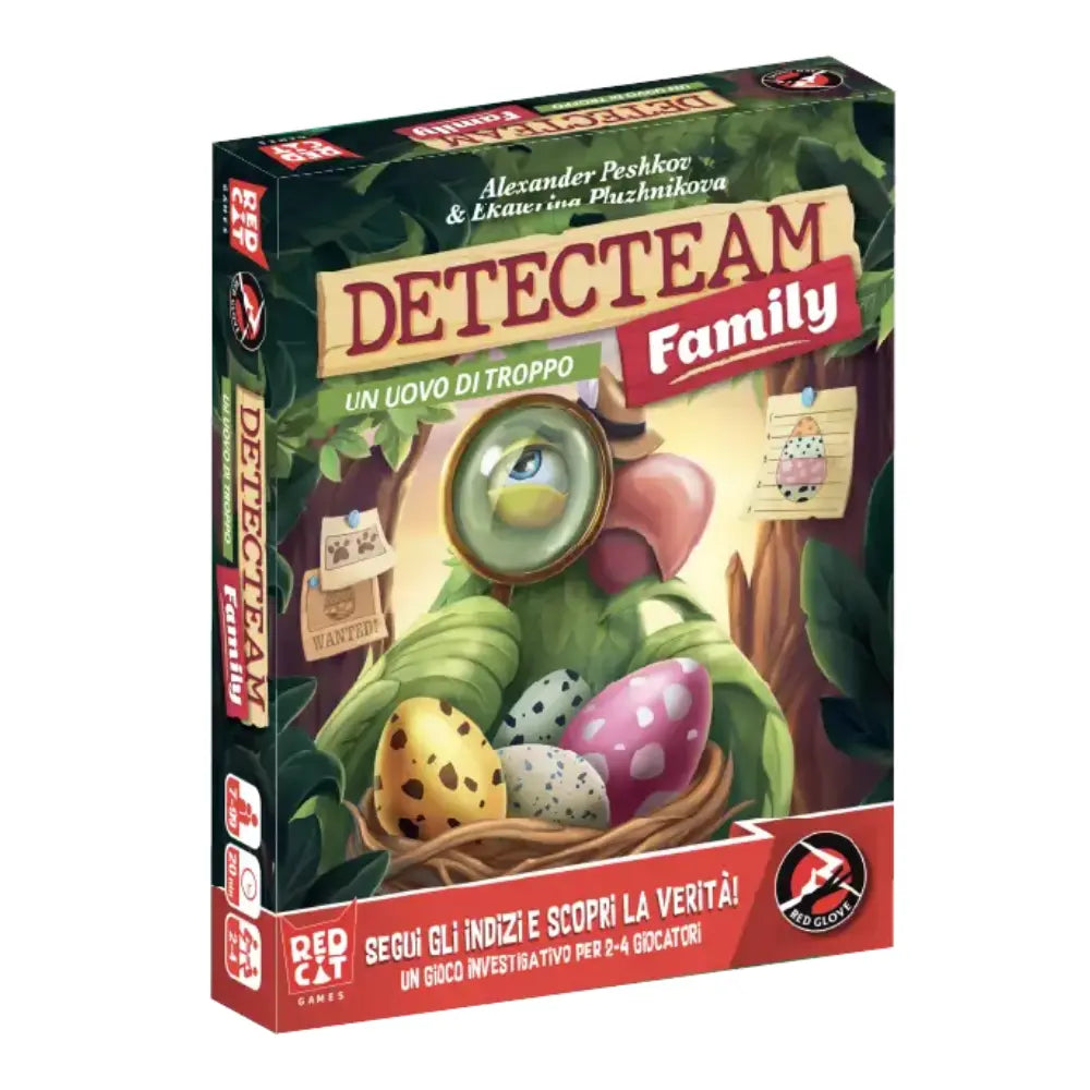 Red Glove - Detecteam: Un Uovo di Troppo Cooperative Cooperative Investigation Board Game for Kids & Families Ages 7+ - Jungle Animal Mystery Puzzle Card Game for 1-4 Players with 44 Indizio Cards - RG20802 - Italian Edition