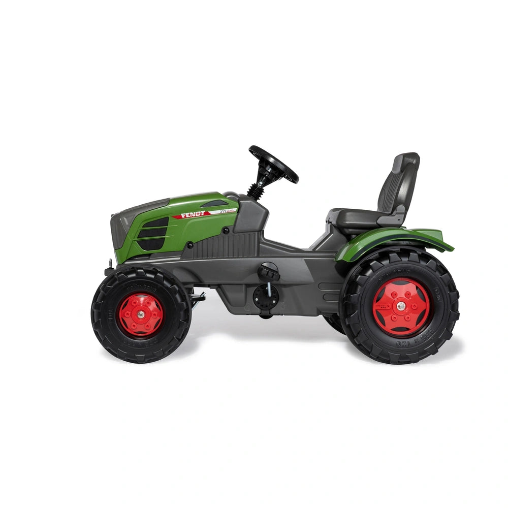 Rollyfarmtrac Fendt 211 Vario pedal tractor in green with black and red accents, ready for riding fun.