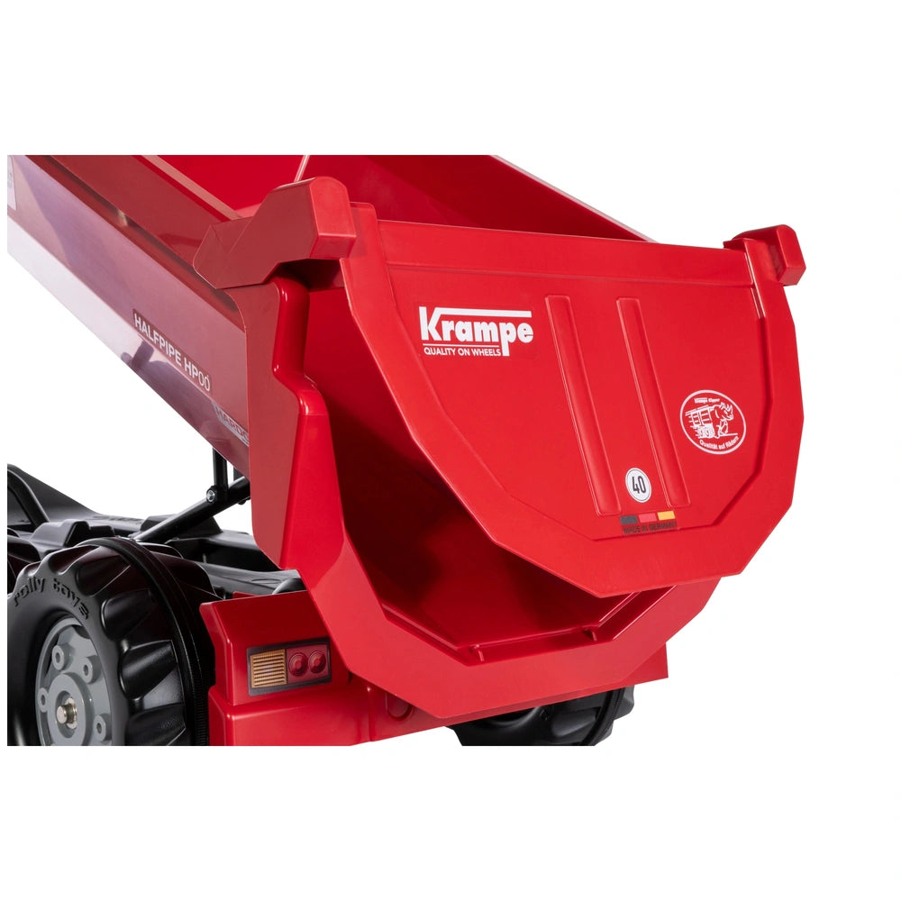 Rollyhalfpipe Krampe Trailer features a shiny red container with a handle and wheels, set against a white background.