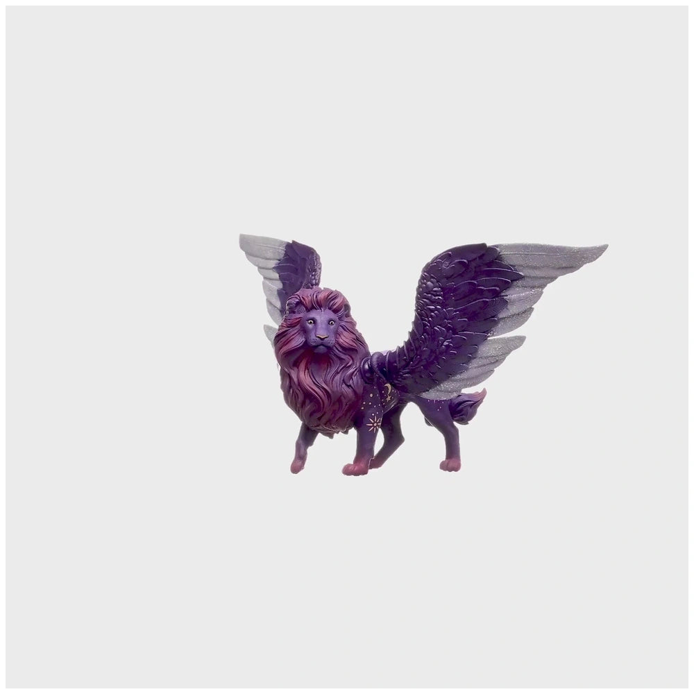 Moon Lion figure with large purple wings, smooth body, and textured accents, showcasing a majestic mythical creature design.