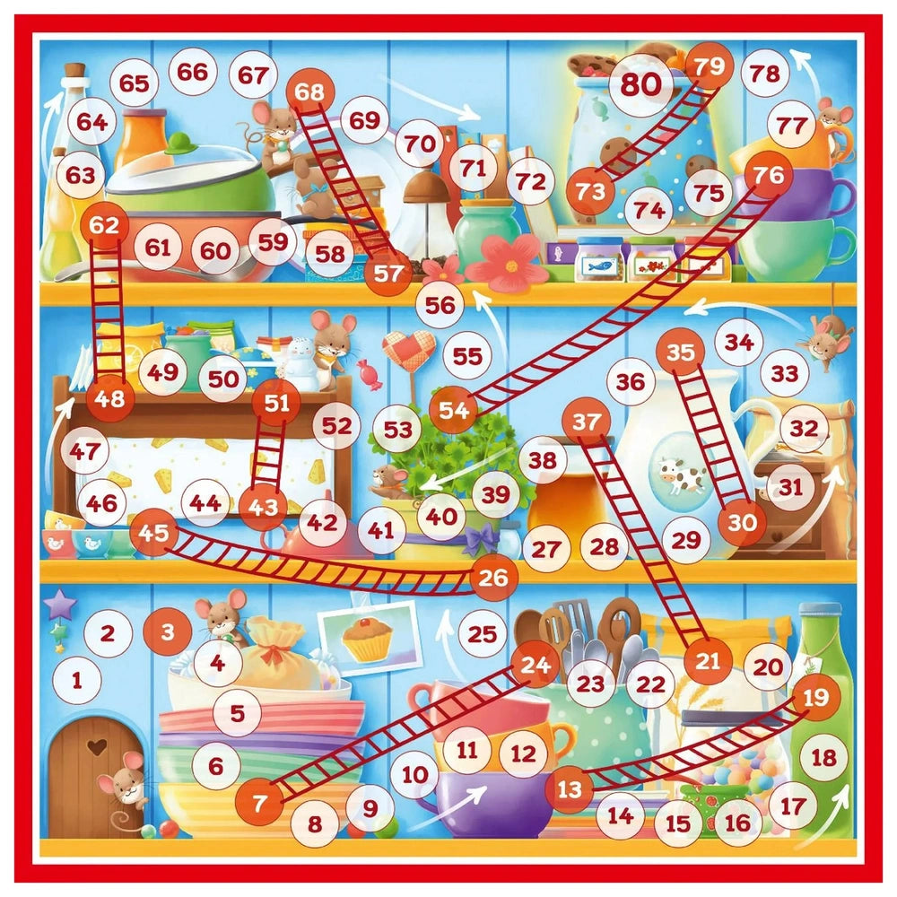 Schmidt Spiele children's board games feature a vibrant, playful illustration of various whimsical objects and scenes.