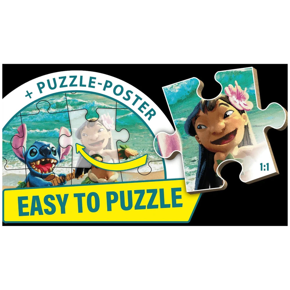 Schmidt Spiele's Crawler Excavator puzzle features a colorful beach scene with a girl, glossy pieces, and playful text.