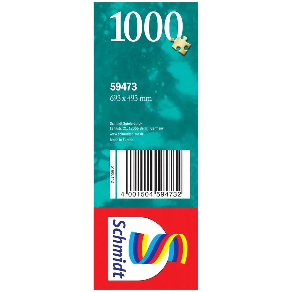 Schmidt Spiele Disney Jungle Book puzzle packaging features a teal background, large "1000" text, and colorful brand logo.