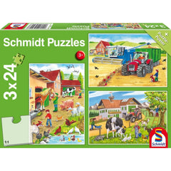 SCHMIDT SPIELE - En la granja 3x24 piezas rompecabezas para niños - Rompecabezas