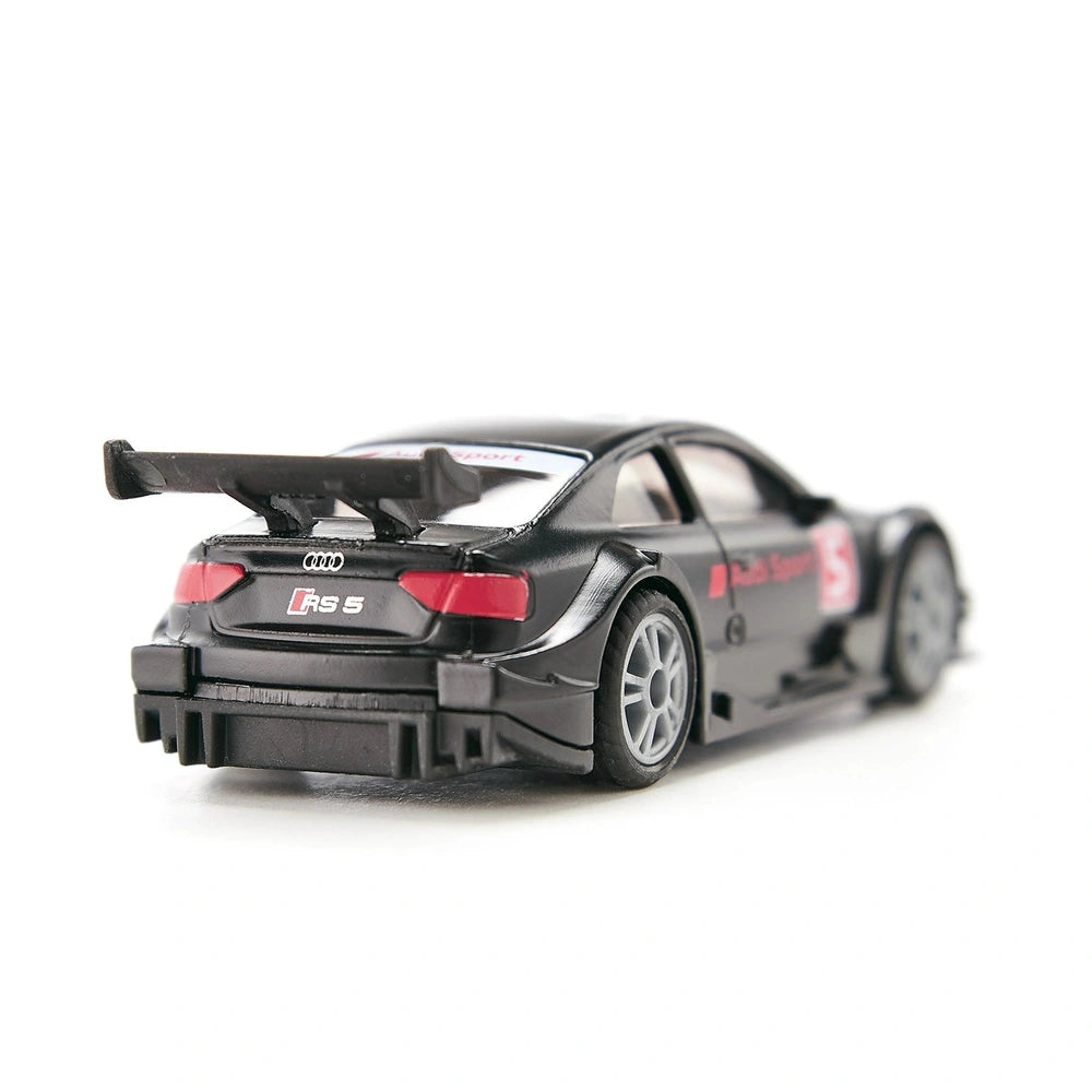 Siku Audi RS5 Racing model car in black with red accents, featuring a glossy finish and aerodynamic design.