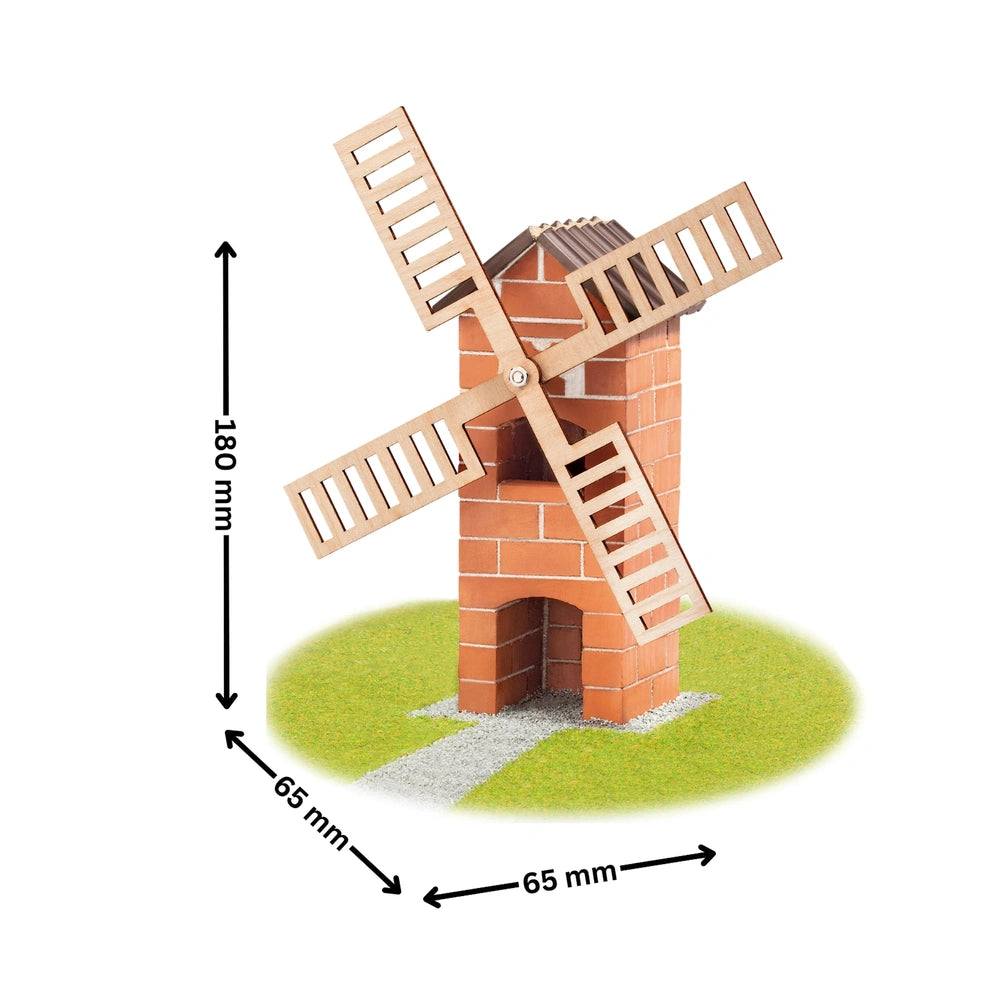 Teifoc windmill model with four blades and a base, designed for arts and crafts, showcased in a front view layout.