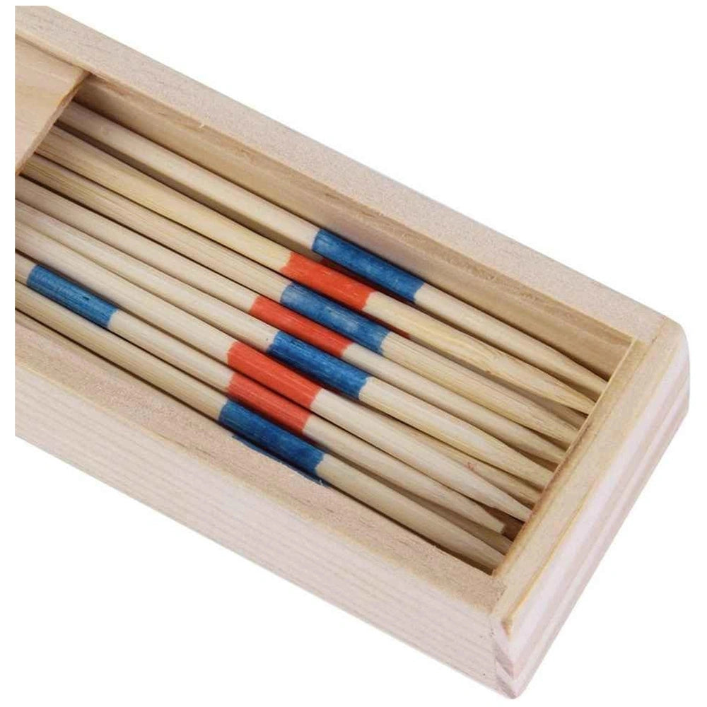 Teorema wooden box features compartmented interior with smooth surfaces and striped dividers in alternating red and blue colo