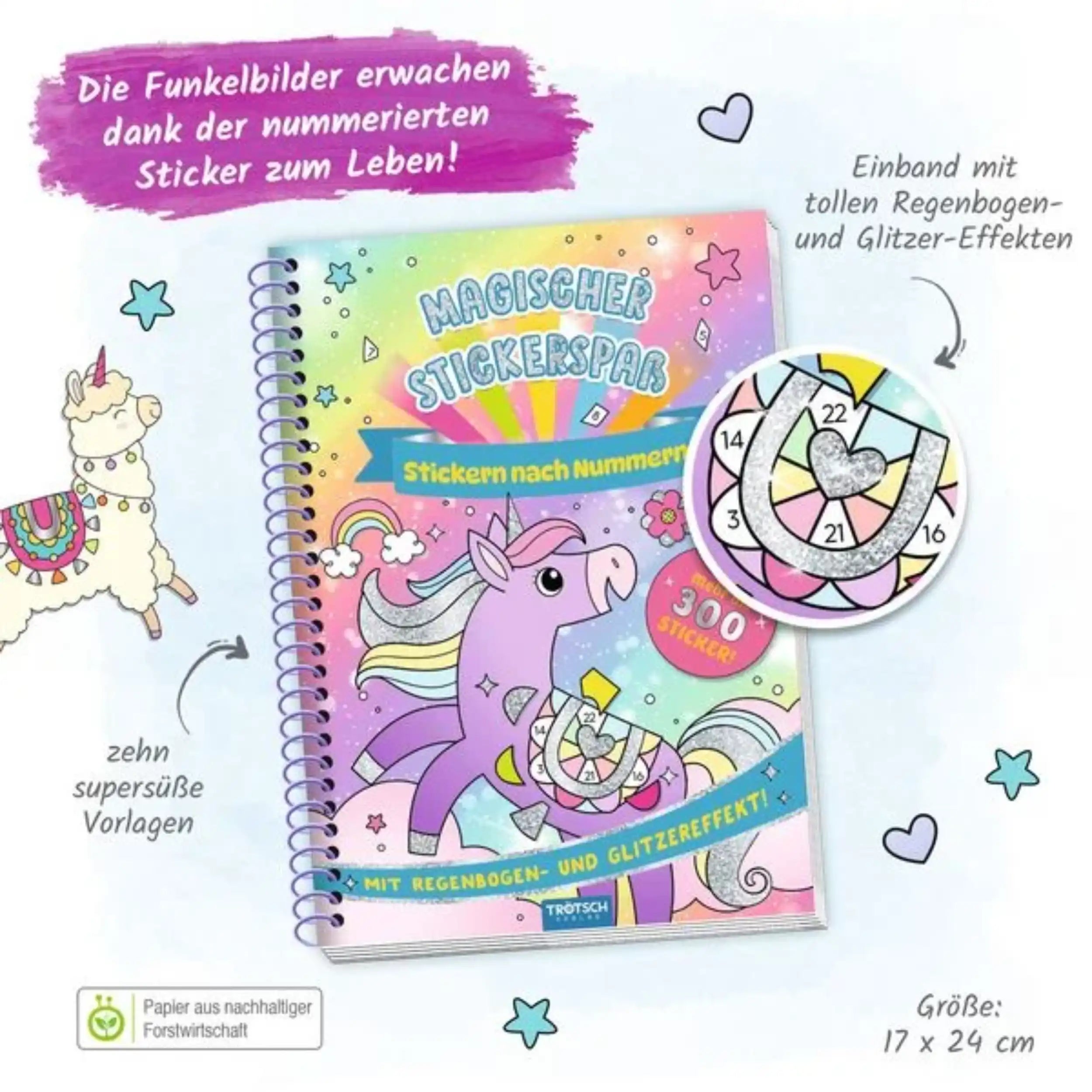 TROTSCH - Magical Sticker Fun Glitter Sticker Activity Book Arts and Crafts - German Edition