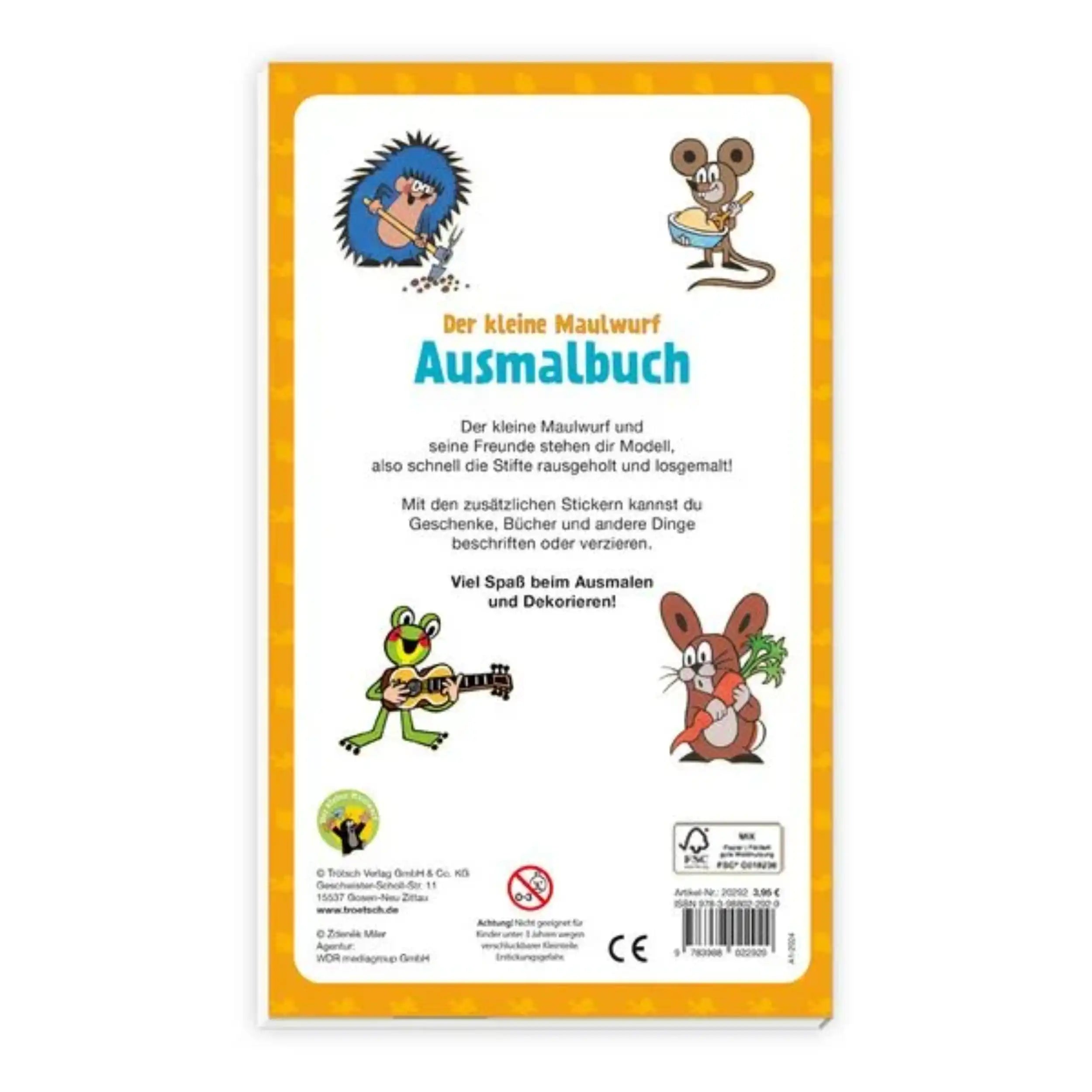 TROTSCH - Der Kleine Maulwurf Coloring Book with Stickers Arts and Crafts - German Edition
