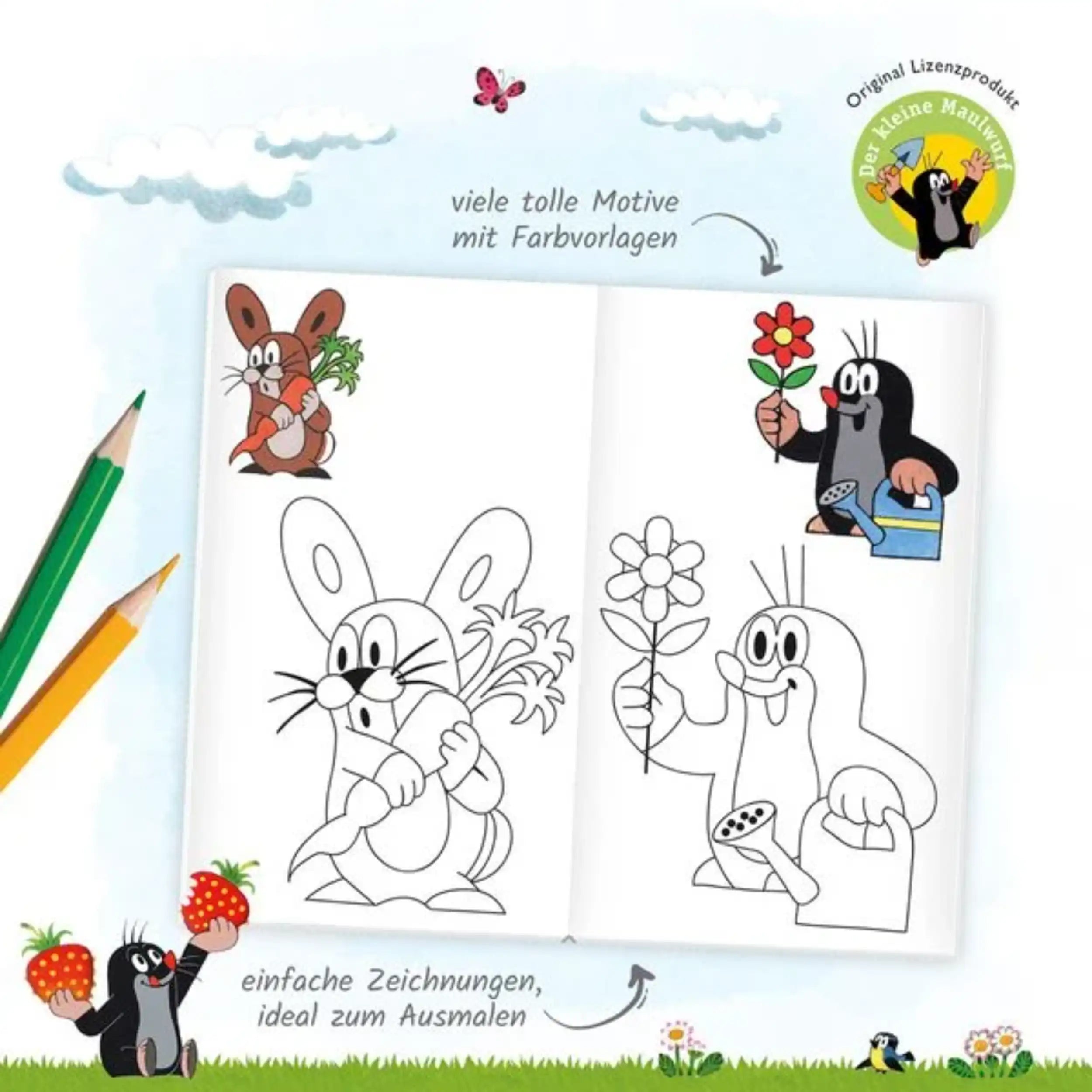 TROTSCH - Der Kleine Maulwurf Coloring Book with Stickers Arts and Crafts - German Edition