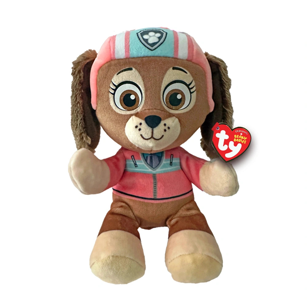 TY - Beanie Babies Liberty from PAW Patrol, plush dog toy with brown body, striped hat, and heart-shaped TY tag.