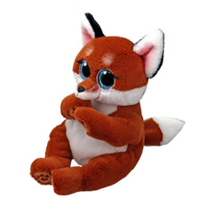 TY - Beanie Bellies Witt orange fox 20 cm plush toy with brown body, white markings, blue eyes, and soft texture.